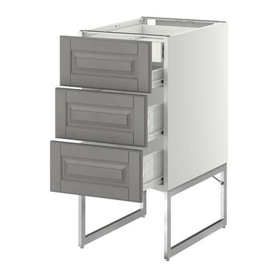 МЕТОД / ФОРВАРА Напольн шкаф 3фронт пнл/2низ/2ср ящ - 40x60x60 см, Будбин серый, белый МЕТОД / ФОРВАРА Напольн шкаф 3фронт пнл/2низ/2ср ящ - 40x60x60 см, Будбин серый, белый