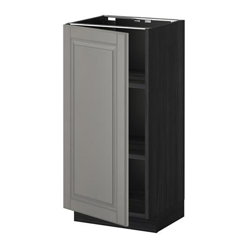 МЕТОД Напольный шкаф с полками - под дерево черный, Будбин серый, 40x37 см МЕТОД Напольный шкаф с полками - под дерево черный, Будбин серый, 40x37 см