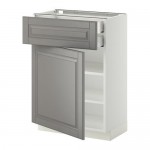 METOD напольн шкаф двр/фр пнл/плк/2низ ящ цвет алюминия