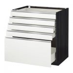 МЕТОД / ФОРВАРА Напольный шкаф с 5 ящиками - 80x60 см, Нодста белый/алюминий, под дерево черный