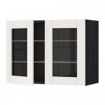 METOD навесной шкаф с полками/2 стекл дв черный/Сэведаль белый 80x60 см METOD навесной шкаф с полками/2 стекл дв черный/Сэведаль белый 80x60 см