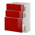 МЕТОД / ФОРВАРА Напольный шкаф с 3 ящиками - 60x37 см, Рингульт глянцевый красный, белый МЕТОД / ФОРВАРА Напольный шкаф с 3 ящиками - 60x37 см, Рингульт глянцевый красный, белый