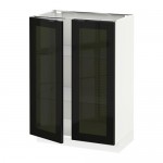 МЕТОД Напольный шкаф с 2 стекл дверцами - белый, 60x37x80 см