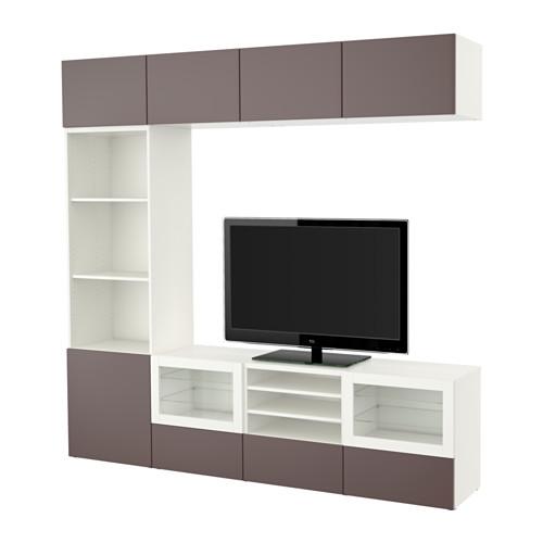 БЕСТО Шкаф для ТВ, комбин/стеклян дверцы - белый/Вальвикен темно-коричневый, прозрачное стекло, направляющие ящика, плавно закр БЕСТО Шкаф для ТВ, комбин/стеклян дверцы - белый/Вальвикен темно-коричневый, прозрачное стекло, направляющие ящика, плавно закр