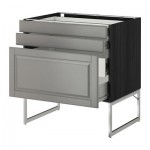 МЕТОД / ФОРВАРА Напольн шкаф 3фронт пнл/2низ/2ср ящ - 80x60x60 см, Будбин серый, под дерево черный МЕТОД / ФОРВАРА Напольн шкаф 3фронт пнл/2низ/2ср ящ - 80x60x60 см, Будбин серый, под дерево черный