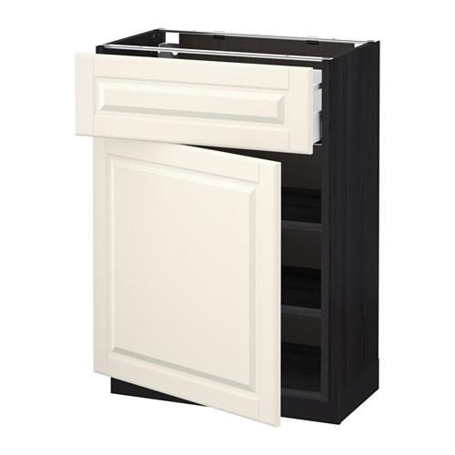 МЕТОД / МАКСИМЕРА Напольный шкаф с ящиком/дверью - под дерево черный, Будбин белый с оттенком, 60x37 см