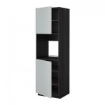 МЕТОД Высок шкаф д/духовки/2дверцы/полки - 60x60x200 см, Веддинге серый, под дерево черный МЕТОД Высок шкаф д/духовки/2дверцы/полки - 60x60x200 см, Веддинге серый, под дерево черный