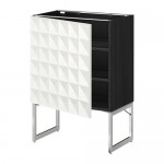 МЕТОД Напольный шкаф с полками - под дерево черный, Гэррестад белый, 60x37x60 см