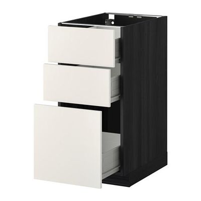 МЕТОД / ФОРВАРА Напольный шкаф с 3 ящиками - 40x60 см, Веддинге белый, под дерево черный МЕТОД / ФОРВАРА Напольный шкаф с 3 ящиками - 40x60 см, Веддинге белый, под дерево черный