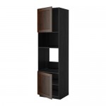 МЕТОД Выс шкаф д/духовки/СВЧ/2 дв/полки - под дерево черный, Эдсерум под дерево коричневый, 60x60x220 см