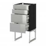 МЕТОД / МАКСИМЕРА Нплн шк 4 фронт/2 низк/2средн ящ - под дерево черный, Гревста нержавеющ сталь, 40x37x60 см