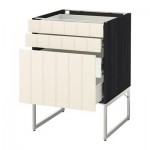 МЕТОД / ФОРВАРА Напольн шкаф 3фронт пнл/2низ/2ср ящ - 60x60x60 см, Хитарп белый с оттенком, под дерево черный МЕТОД / ФОРВАРА Напольн шкаф 3фронт пнл/2низ/2ср ящ - 60x60x60 см, Хитарп белый с оттенком, под дерево черный