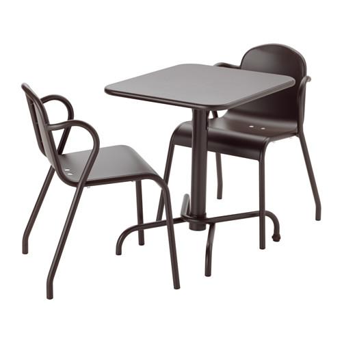 ТУНХОЛЬМЕН Стол+2стула,д/сада - темно-коричневый