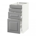 МЕТОД / МАКСИМЕРА Напольн шкаф 4 фронт панели/4 ящика - белый, Будбин серый, 40x60 см МЕТОД / МАКСИМЕРА Напольн шкаф 4 фронт панели/4 ящика - белый, Будбин серый, 40x60 см
