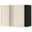 МЕТОД Угловой навесной шкаф с полками - под дерево черный, Воксторп глянцевый светло-бежевый, 88x37x60 см