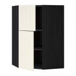 МЕТОД Угловой навесной шкаф+полки/2дверцы - под дерево черный, Хитарп белый с оттенком МЕТОД Угловой навесной шкаф+полки/2дверцы - под дерево черный, Хитарп белый с оттенком