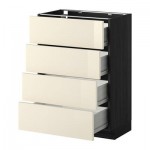 МЕТОД / ФОРВАРА Напольн шкаф 4 фронт панели/4 ящика - 60x37 см, Рингульт глянцевый кремовый, под дерево черный МЕТОД / ФОРВАРА Напольн шкаф 4 фронт панели/4 ящика - 60x37 см, Рингульт глянцевый кремовый, под дерево черный