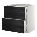 МЕТОД / ФОРВАРА Напольн шкаф 2 фронт пнл/4 средн ящ - белый, Тингсрид под дерево черный, 80x60 см