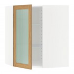 МЕТОД Углов навесн шк с полками/сткл дв - белый, Экестад дуб, 68x80 см МЕТОД Углов навесн шк с полками/сткл дв - белый, Экестад дуб, 68x80 см