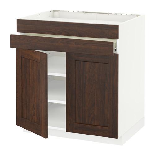 МЕТОД / ФОРВАРА Нап шк д/вар панели/2ящ/2фасада/1ящ - белый, Эдсерум под дерево коричневый МЕТОД / ФОРВАРА Нап шк д/вар панели/2ящ/2фасада/1ящ - белый, Эдсерум под дерево коричневый