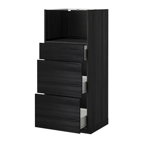 МЕТОД / ФОРВАРА Высокий шкаф д/СВЧ с 3 ящиками - под дерево черный, Тингсрид под дерево черный МЕТОД / ФОРВАРА Высокий шкаф д/СВЧ с 3 ящиками - под дерево черный, Тингсрид под дерево черный