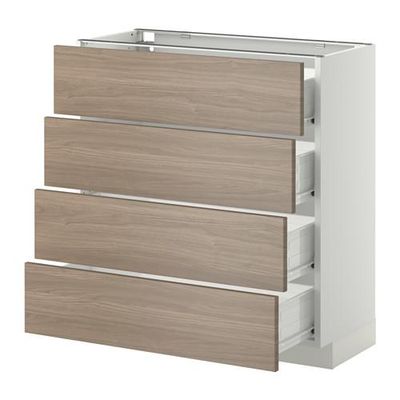 МЕТОД / ФОРВАРА Напольн шкаф 4 фронт панели/4 ящика - 80x37 см, Брокхульт под грецкий орех светло-серый, белый МЕТОД / ФОРВАРА Напольн шкаф 4 фронт панели/4 ящика - 80x37 см, Брокхульт под грецкий орех светло-серый, белый