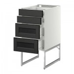 МЕТОД / ФОРВАРА Нплн шк 4 фронт/2 низк/2средн ящ - 40x60x60 см, Лаксарби черно-коричневый, белый