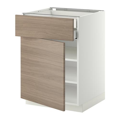 МЕТОД / МАКСИМЕРА Напольн шкаф двр/фр пнл/плк/2низ ящ - белый, Брокхульт под грецкий орех светло-серый, 60x60 см МЕТОД / МАКСИМЕРА Напольн шкаф двр/фр пнл/плк/2низ ящ - белый, Брокхульт под грецкий орех светло-серый, 60x60 см