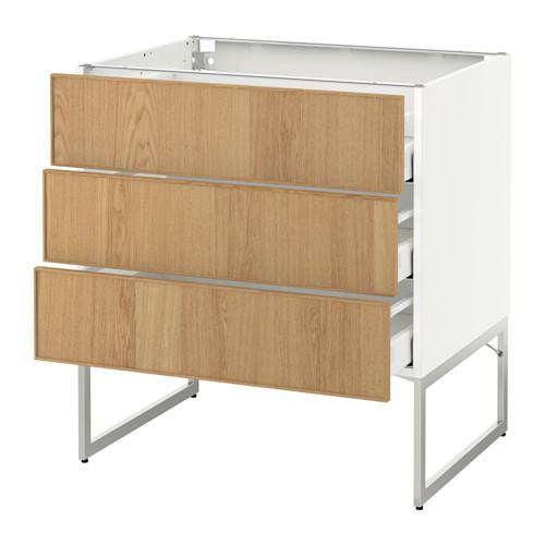 МЕТОД / МАКСИМЕРА Нплн шк 3 фрнт/3 средн ящика - белый, Экестад дуб, 80x60x60 см МЕТОД / МАКСИМЕРА Нплн шк 3 фрнт/3 средн ящика - белый, Экестад дуб, 80x60x60 см