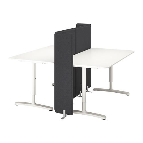 BEKANT стол с экраном белый 160x160 cm