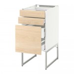 МЕТОД / МАКСИМЕРА Напольн шкаф 3фронт пнл/2низ/2ср ящ - белый, Аскерсунд под светлый ясень, 40x60x60 см