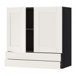 МЕТОД / ФОРВАРА Навесной шкаф/2дверцы/2ящика - 80x80 см, Сэведаль белый, под дерево черный МЕТОД / ФОРВАРА Навесной шкаф/2дверцы/2ящика - 80x80 см, Сэведаль белый, под дерево черный