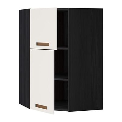 МЕТОД Угловой навесной шкаф+полки/2дверцы - Мэрста белый, под дерево черный МЕТОД Угловой навесной шкаф+полки/2дверцы - Мэрста белый, под дерево черный