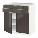 МЕТОД / ФОРВАРА Напольный шкаф/2дверцы/2ящика - Рингульт глянцевый серый, белый МЕТОД / ФОРВАРА Напольный шкаф/2дверцы/2ящика - Рингульт глянцевый серый, белый