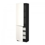 МЕТОД / ФОРВАРА Высокий шкаф+полки/3 ящика/2 дверцы - 60x37x200 см, Веддинге белый, под дерево черный МЕТОД / ФОРВАРА Высокий шкаф+полки/3 ящика/2 дверцы - 60x37x200 см, Веддинге белый, под дерево черный