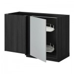 МЕТОД Угловой напол шкаф с выдвижн секц - Веддинге серый, под дерево черный МЕТОД Угловой напол шкаф с выдвижн секц - Веддинге серый, под дерево черный