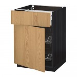 МЕТОД / МАКСИМЕРА Напольн шкаф с пров корз/ящ/дверью - под дерево черный, Экестад дуб, 60x60 см