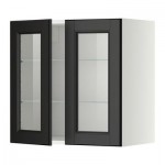 МЕТОД Навесной шкаф с полками/2 стекл дв - 60x60 см, Лаксарби черно-коричневый, белый