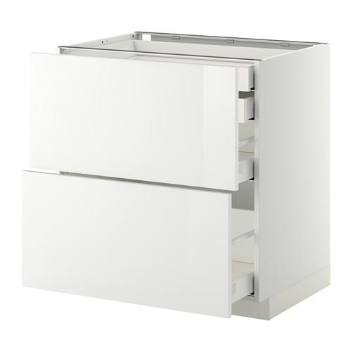 МЕТОД / МАКСИМЕРА Напл шк 2 фрнт/2низ/1срд/1 выс ящ - белый, Рингульт глянцевый белый, 80x60 см