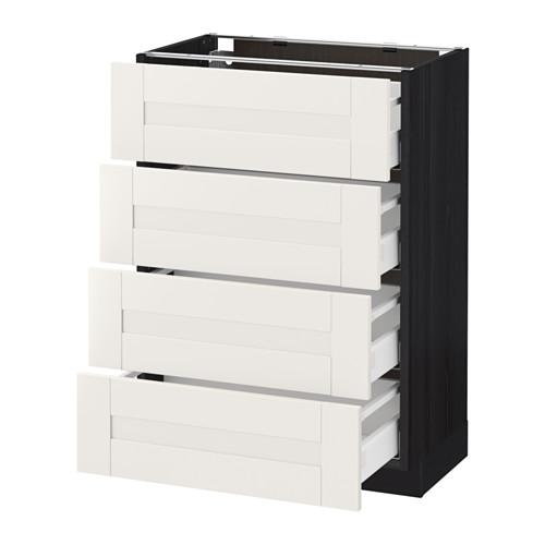 МЕТОД / МАКСИМЕРА Напольн шкаф 4 фронт панели/4 ящика - под дерево черный, Сэведаль белый, 60x37 см МЕТОД / МАКСИМЕРА Напольн шкаф 4 фронт панели/4 ящика - под дерево черный, Сэведаль белый, 60x37 см