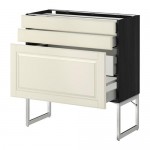 МЕТОД / МАКСИМЕРА Напольн шкаф 3фронт пнл/2низ/2ср ящ - под дерево черный, Будбин белый с оттенком, 80x37x60 см