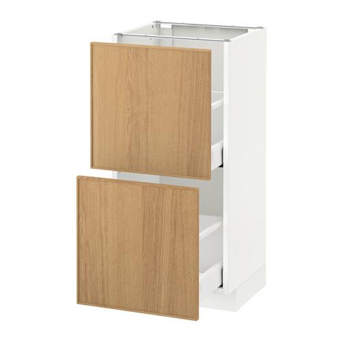 МЕТОД / МАКСИМЕРА Напольный шкаф с 2 ящиками - белый, Экестад дуб, 40x37 см МЕТОД / МАКСИМЕРА Напольный шкаф с 2 ящиками - белый, Экестад дуб, 40x37 см