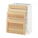 МЕТОД / МАКСИМЕРА Напольн шкаф 4 фронт панели/4 ящика - белый, Торхэмн естественный ясень, 60x37 см МЕТОД / МАКСИМЕРА Напольн шкаф 4 фронт панели/4 ящика - белый, Торхэмн естественный ясень, 60x37 см