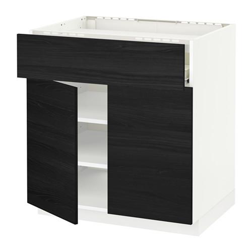 МЕТОД / ФОРВАРА Нплн шк д/врч пнл/ящ/плк/2дв - белый, Тингсрид под дерево черный