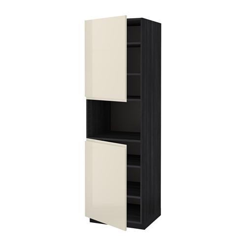 МЕТОД Выс шкаф д/СВЧ/2 дверцы/полки - под дерево черный, Воксторп глянцевый светло-бежевый, 60x60x200 см МЕТОД Выс шкаф д/СВЧ/2 дверцы/полки - под дерево черный, Воксторп глянцевый светло-бежевый, 60x60x200 см