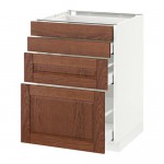 МЕТОД / МАКСИМЕРА Напольн шкаф 4 фронт панели/4 ящика - белый, Филипстад коричневый, 60x60 см