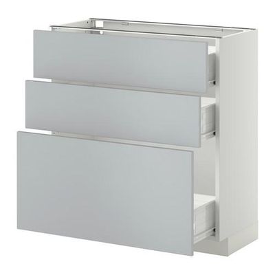 МЕТОД / ФОРВАРА Напольный шкаф с 3 ящиками - 80x37 см, Веддинге серый, белый МЕТОД / ФОРВАРА Напольный шкаф с 3 ящиками - 80x37 см, Веддинге серый, белый