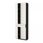 МЕТОД / МАКСИМЕРА Высокий шкаф+полки/2 ящика/4 дверцы - под дерево черный, Веддинге белый МЕТОД / МАКСИМЕРА Высокий шкаф+полки/2 ящика/4 дверцы - под дерево черный, Веддинге белый