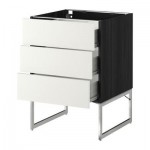 МЕТОД / ФОРВАРА Нплн шк 3 фрнт/3 средн ящика - 60x60x60 см, Хэггеби белый, под дерево черный МЕТОД / ФОРВАРА Нплн шк 3 фрнт/3 средн ящика - 60x60x60 см, Хэггеби белый, под дерево черный