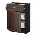 МЕТОД / ФОРВАРА Нплн шк двр/2фрнт/2нзк/2срд ящ - под дерево черный, Эдсерум под дерево коричневый, 60x37 см